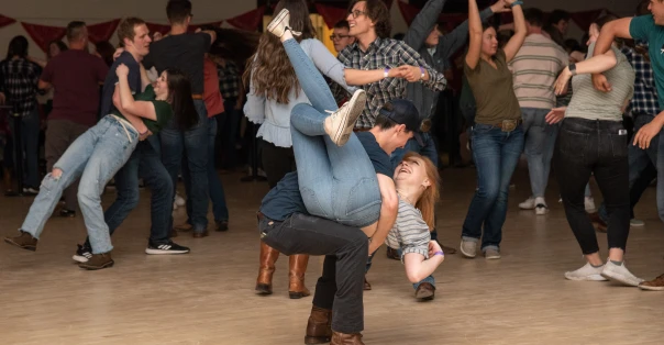 Student Swing Dancing at BYU-I A group of students participating in a lively swing dancing event on the BYU-Idaho campus.